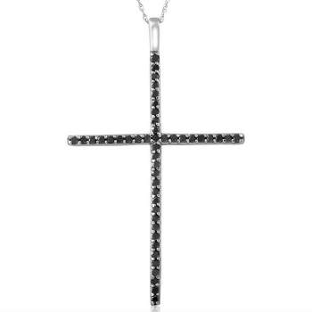 Pompeii3 White Gold 1/2ct Black Diamond Cross Pendant Necklace