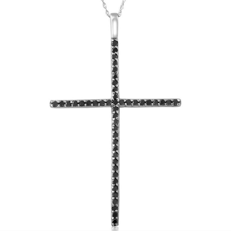 Pompeii3 White Gold 1/2ct Black Diamond Cross Pendant Necklace, 1 of 4