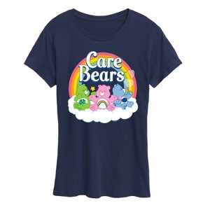 Women's - Care Bears - Trio Sitting On Clouds and Rainbow with Logo Short Sleeve Graphic T-Shirt - 1 of 4
