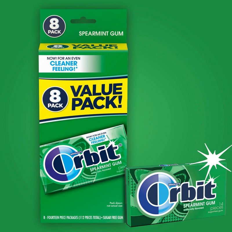 Orbit Spearmint Sugar Free Chewing Gum Bulk Pack- 14ct, 3 of 8