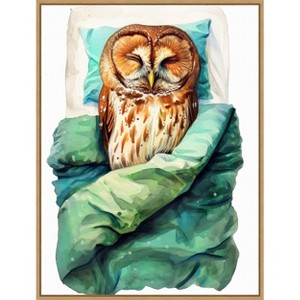 Amanti Art Animal Watercolor Art Bird Sleeping Owl by Justyna Jaszke Framed Canvas Wall Art - 1 of 4