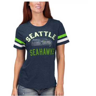 G-III Sports Womens Seattle Seahawks Embellished T-Shirt, Blue, Medium
