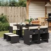 vidaXL 9 Piece Patio Dining Set with Cushions Black Poly Rattan - Black and Cream Glass 8 Items - 2 of 4