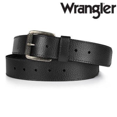 Wrangler Men's 38mm Pebble Leather Belt - Roller Buckle Casual Belt for Jeans & Everyday Wear, Tonal Stitched Design