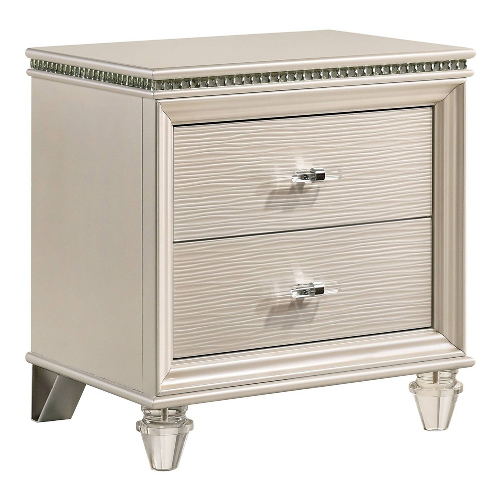 Photos - Storage Сabinet Fosset 2 Drawer Acrylic Legs Nightstand Pearl White - HOMES: Inside + Out