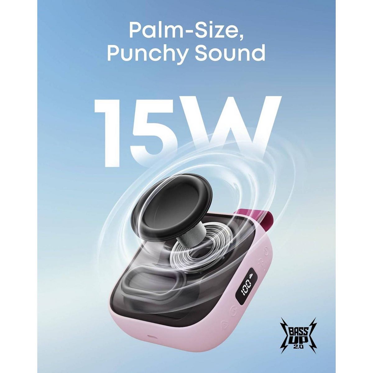 Anker Soundcore Boom Go 3i Portable Waterproof Bluetooth Speaker with Built-in Powerbank for Emergency Phone Charging, Battery Percent Display - Pink - thumbnail 2