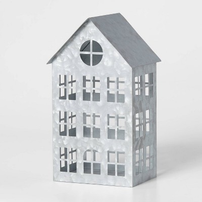 Galvanized Metal Tall Skinny House Decorative Figurine - Wondershop™