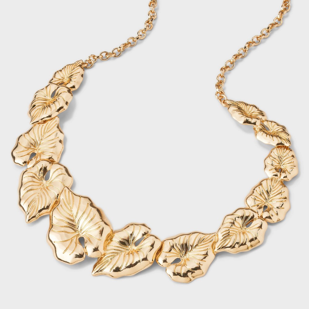Etched Leaf Necklace - A New Day™ Gold