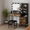 53.5"Large Vanity Desk with Bench,Makeup Vanity with Mirror & Lights&Led Bulbs,Makeup Table with 5 Drawers, Vanity Table with Charging Station - 4 of 4
