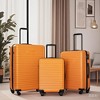 Gulches 3 Piece Luggage Sets ABS Lightweight Suitcase with Two Hooks, Spinner Wheels, TSA Lock, (20/24/28) ORANGE - 2 of 4