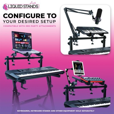 Adjustable Black Steel 2-Tier Keyboard Stand Attachment
