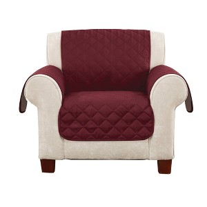 Reversible Chair Furniture Protector Taupe - Sure Fit: Polyester Slipcover, Indoor Use, Machine Washable - 1 of 4