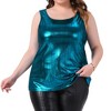 Agnes Orinda Women's Plus Size Shiny Metallic Round Neck Sleeveless Party Tank Tops - 2 of 4