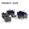 6 Piece Outdoor Wicker Rattan Patio Furniture Set All Weather Sectional Sofa Conversation Set with Glass Table Cushions and Pillows - 2 of 4