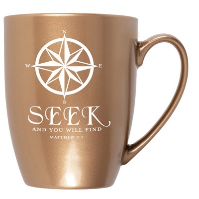 Elanze Designs Seek And You Will Find Matthew 7:7 Bronze 10 ounce New Bone China Coffee Cup Mug