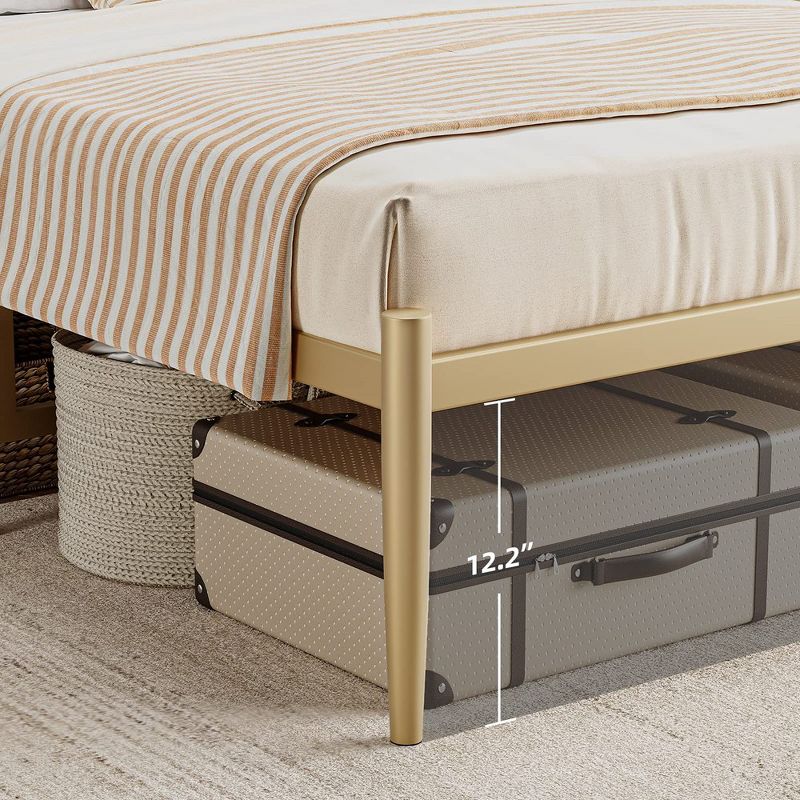 Twin Full Queen Bed Frame Metal Platform Bed with Headboard, 14 Inches Metal Mattress Foundation, No Box Spring Needed, Easy Assembly, Gold, 5 of 10