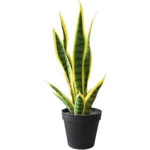 Artificial Snake Plant Potted Faux Sansevieria Trifasciata Plants, Tropical Fake Snake Plants in White Pots for Home Office Indoor Decor - 1 of 4
