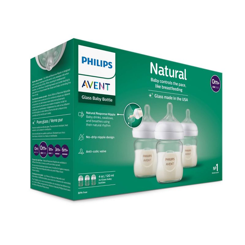 Philips Avent Glass Baby Bottle with Natural Response Nipple - 4oz/3pk, 4 of 23