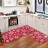 Washable 17x29In+17x47In Floor Cover for Living Room Bathroom Red Christmas Snow Low Pile Floor Mats Non Slip Kitchen Mat Easy Cleaning Mat - 3 of 4