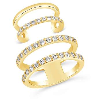 SHINE by Sterling Forever Stackable CZ Open Band & Midi Ring Set