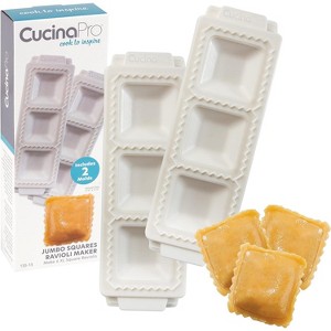 Unique Shaped Ravioli Molds (2 Pack) - 2" Squares- Homemade Filled Pasta Maker- 2 Piece Tray & Press makes 3 Raviolis or Pastry at a Time, Easy to Use - 1 of 3