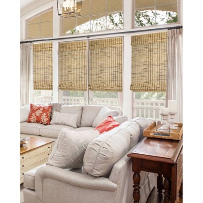 32" x 64" Light Brown Bamboo Cordless Roman Shade