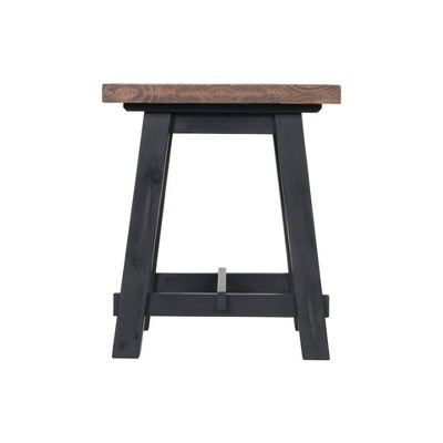 Adam 27" Natural and Black Solid Wood Side Table
