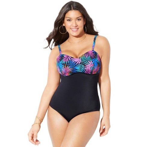 Swimsuits For All Women's Plus Size Sweetheart One Piece Swimsuit, 10 -  Multi Stencil Palm : Target