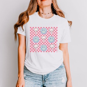 Simply Sage Market S.W.Smiley Smiley Palm Trees Checkered Short Sleeve Tee - 1 of 4