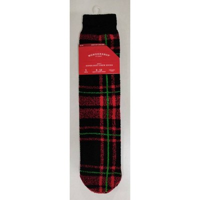 Men's Buffalo Check Plaid Cozy Crew Socks with Giftcard Holder - Wondershop™ Red 6-12