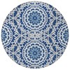 Navy Blue Ivory And Gray Floral Medallion Washable Indoor Outdoor Area Rug - 4 of 4