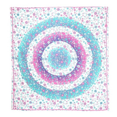 HomeRoots 88" X 84" Pink Blue And White Floral Cotton Hanging Tapestry