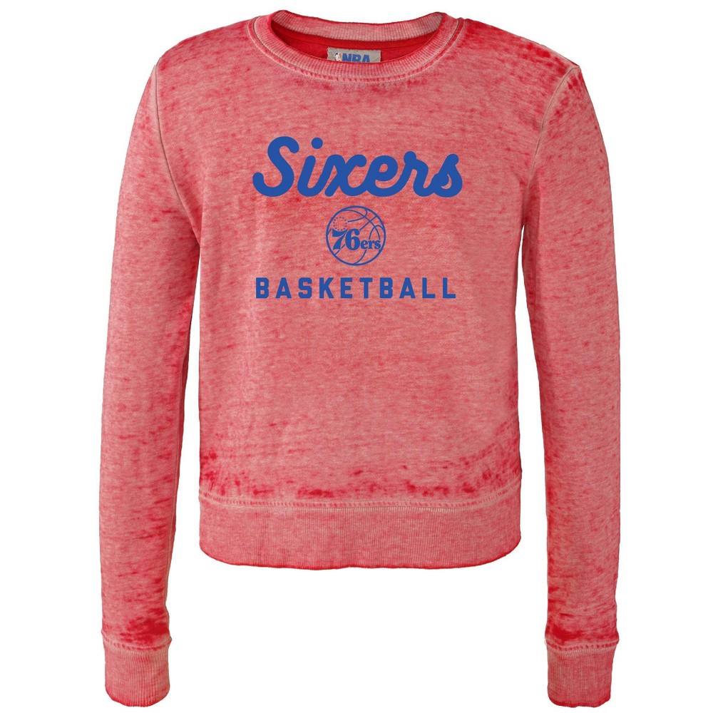 Size Medium NBA Philadelphia 76ers Women's Distressed Classic Sweatshirt 