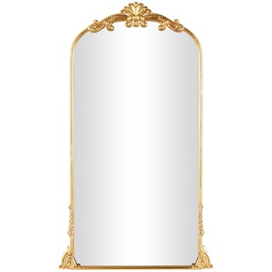 Olivia & May 48"x28" Metal Tall Ornate Arched Baroque Floor Mirror Gold: Vintage Style, Keyhole Mount, Wood Frame - 1 of 4