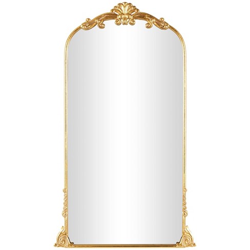 Olivia & May 48"x28" Metal Tall Ornate Arched Baroque Floor Mirror Gold: Vintage Style, Keyhole Mount, Wood Frame - image 1 of 4