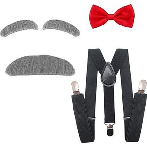 4E's Novelty Old Man Costume for Kids Boys Old Man 100th Days of School Includes Suspenders, Gray Stick On Moustache & Eyebrows, Bow Tie - 1 of 3