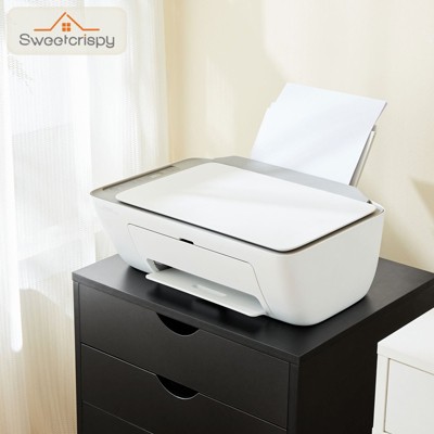 Black MDF 5-Drawer Mobile Storage Cabinet with Wheels