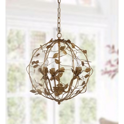 Austen 17" Gold Leaf Metal Cage Chandelier