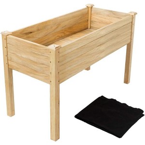 VINGLI Heavy Duty Raised Garden Bed with Bed Liner, Wood Planter with Legs for Vegetables Fruits Potato Onion Flower - 1 of 4