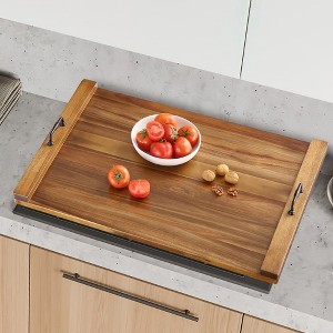 30 x 22 Inch Acacia Wood Noodle Board Stove Cover with Handles for Electric Stove Gas Stove - 1 of 4