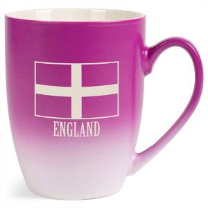 Elanze Designs England British Flag 12 Ounce Ceramic Laser-Etched Engraved Drinkware Mug, Fuchsia and White Ombre - 1 of 4