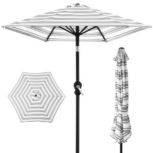 Best Choice Products 10ft Outdoor Steel Striped Market Patio Umbrella w/ Crank, Tilt Push Button, 6 Ribs - 1 of 4