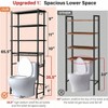 4 - Tier Over - Toilet Storage Rack Bathroom Organizer Shelf with Waterproof Feet Pad and Basket Black Multifunctional Space Saver - 2 of 4