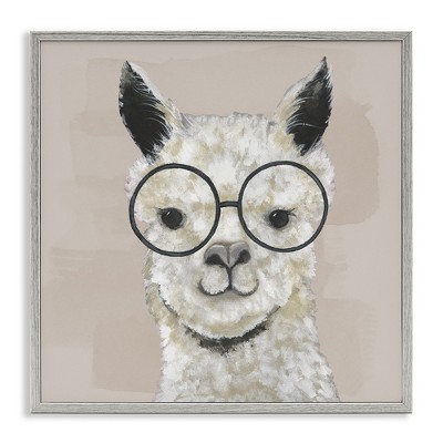Stupell Industries Happy Alpaca Glasses Portrait, 12" x 12"