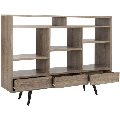 Dubai Collector's Fair Inspired Oak and Black Mid Century Etagere