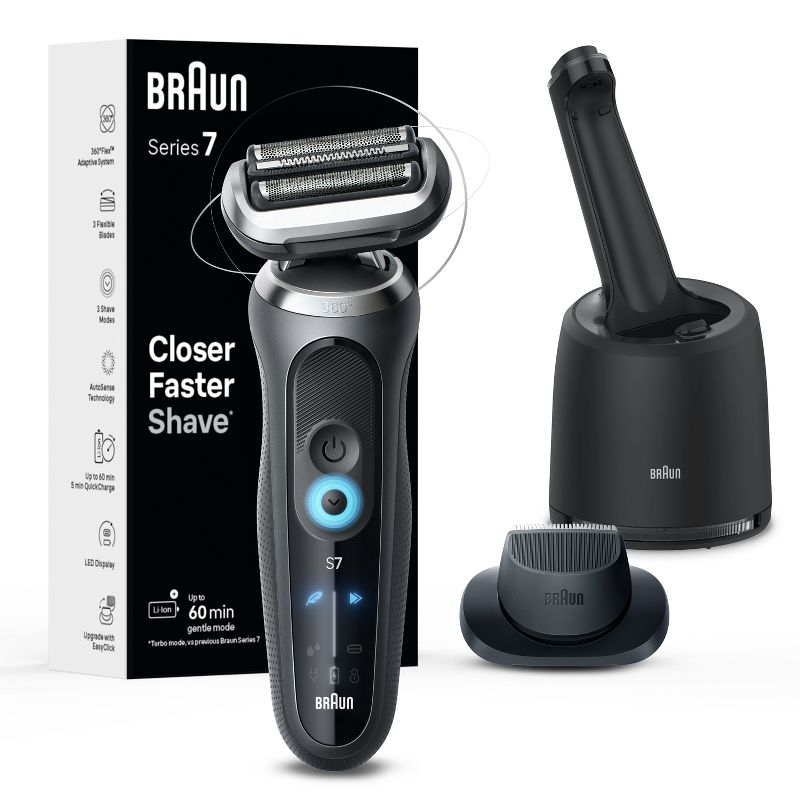 Braun Series 7-7171cc Rechargeable Wet &#38; Dry Shaver + Smart Care Center, 1 of 9