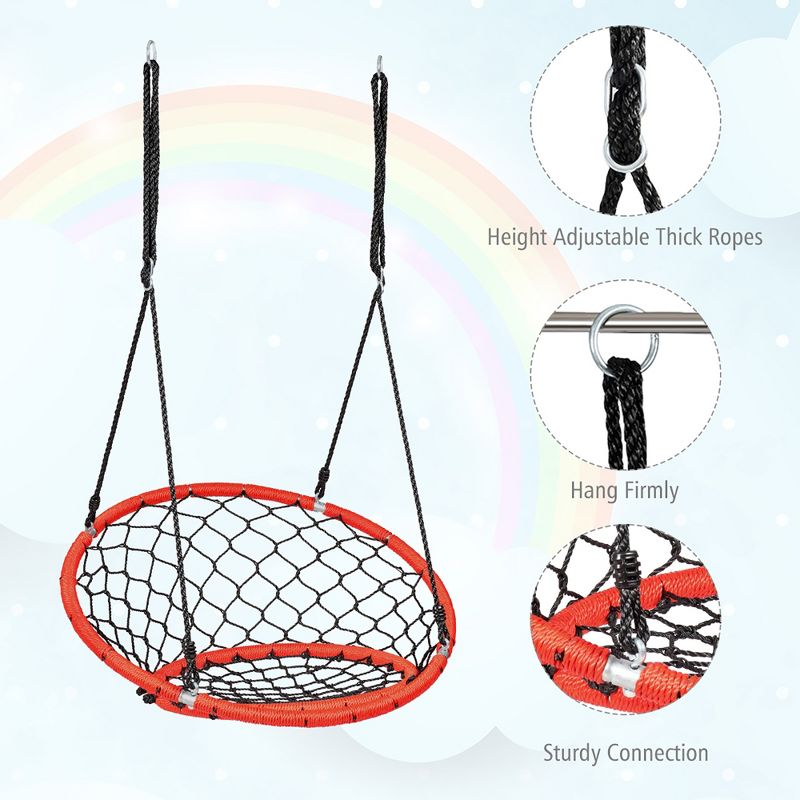 Costway Spider Web Chair Swing w/ Adjustable Hanging Ropes Kids Play Equipment BlueOrange, 5 of 10