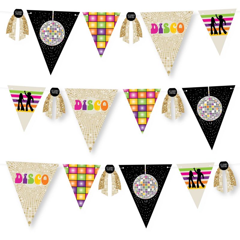 Big Dot of Happiness 70's Disco - DIY 1970s Disco Fever Party Pennant Garland Decoration - Triangle Banner - 30 Pieces, 1 of 9