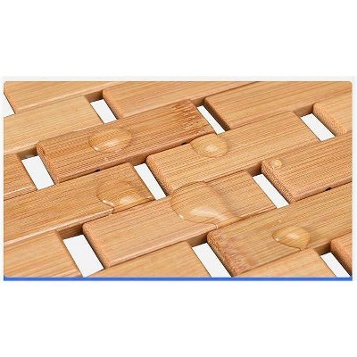 Natural Bamboo Interlocking Wooden Bath Mat for Kids