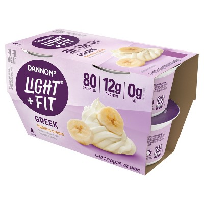 Light + Fit Nonfat Gluten-Free Banana Cream Greek Yogurt - 4ct/5.3oz Cups_1